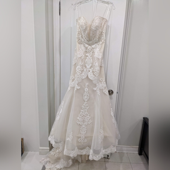 Brand New Wedding Dress! Size 10, champagne undertone. - Picture 7 of 15
